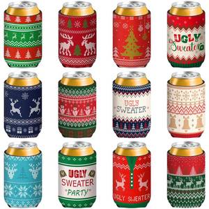 lot 2126 image: Tiamon 12 Pcs Christmas Beer Can Coolers Sleeves Team Naughty or Nice Xmas Drink Coolers Christmas Neoprene Can Cooler Sleeves for 12 oz Beer Beverage Bottle Holiday Party(Ugly Sweater)
