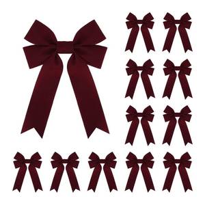 lot 2133 image: Meseey 12 Pcs Burgundy Velvet Ribbon Bow Christmas Wreath Bows for Garland Gift Wrapping Indoor Outdoor Christmas Parties Decorations (Burgundy, 12)