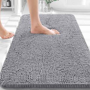 lot 2135 image: OLANLY Bathroom Rugs 30x20, Extra Soft Absorbent Chenille Bath Rugs, Rubber Backing Quick Dry, Machine Washable Bath Mats for Bathroom Floor, Tub and Shower, Home Decor Accessories, Grey