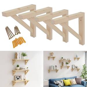lot 2136 image: OVOV 4 Pack Wall Mount Wood Shelf Bracket Triangle Wooden Shelf Brackets for Plank Sconce Plug in Pendant Lamp Decorative DIY Wooden Bracket Include Mounting Screws 7 Inch