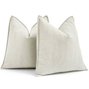 lot 2140 image: MIULEE Pack of 2 Cream White Decorative Pillow Covers 16x16 Inch Soft Chenille Luxurious Couch Throw Pillows Farmhouse Cushion Covers with Elegant Design for Sofa Bedroom Living Room Spring Decor