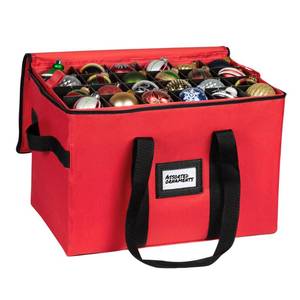 lot 2144 image: Christmas Ornament Storage Container,Box Stores Up to 96, Adjustable Dividers, Large Organizer Bin to Protect and Store Holiday D�cor