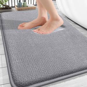 lot 2145 image: OLANLY Thick Memory Foam Bath Mat Rug 30x20, Extra Soft Absorbent Bathroom Rugs, Quick Dry Bath Mats, Non-Slip, Machine Washable Carpet for Bathroom, Tub and Shower, Home Decor Accessories, Grey