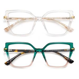 lot 2149 image: AMOMOMA 2PACK Trendy Square Blue Light Blocking Reading Glasses for Women Womens Readers Spring Hinge AM6082 C1C2 0.0 x