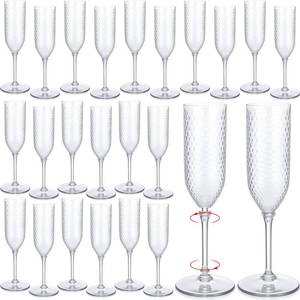lot 3690 image: Remerry 48 Pack Detachable Plastic Champagne Flutes 5.5 oz Glasses Bulk Disposable Mimosa Glasses Reusable Wine Cups for Wedding Toasting Baby Shower Birthday Party New Years (Clear)