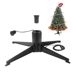 lot 3694 image: Stright 360 Degree Rotating Christmas Tree Stand, Revolving Artificial Tree Base for Tree Up to 7.5FT, Spinning Christmas Tree Stand with 2 Settings Trunk Diameter and One Built-in Electrical Outlet