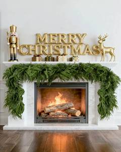lot 3697 image: homchy 12FT (2  6FT) Artificial Christmas Garland, Real Touch Norfolk Pine Greenery Garland, Ultra Full & Lush Unlit Garland for Door, Mantle, Fireplace, Stair, Indoor Outdoor Xmas Decorations