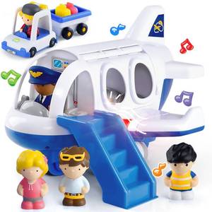lot 3709 image: PLAY Airplane Toy for Kids - Toddler Airplane Toys Travel Plane Toys for Kids 2 Years Old with Small Figures & Baggage Carrier, Musical Toy Airplane with Lights for Boys Girls Gifts Birthday (Blue)
