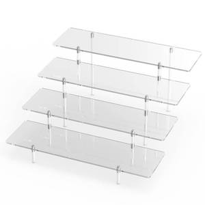 lot 4013 image: Acrylic Display Riser Stand Shelf Clear 4 Tier Cupcake Stand Perfume Display Holder Figures Desktop Decoration and Organizer Showcase Toys Retail Display Rack Candy Dessert Buffet 4 Step Collection (1 PACK)