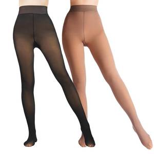lot 4334 image: Caprilite 2 Pairs Women Fleece Lined Tights-Fake Translucent Leggings High Waist Pantyhose Sheer Thick Warm Tights For Women