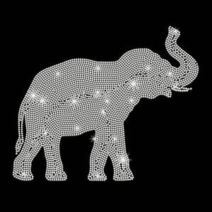 lot 4341 image: PLIGREAT Elephant Pattern Rhinestone Iron on Hotfix Heat Transfer Decal, Glitter Iron on Patches Clothing Repair Appliques for DIY Jackets T-Shirts Pants Bags Tailors Shop Supplies