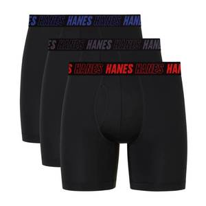 lot 4347 image: Hanes Mens Moves Performance Boxer Brief, Total Support Pouch, RegularTrunkLong Leg, 3-Pack, 6 Large