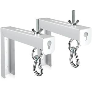 lot 4369 image: XINLEI Universal Projector Screen Wall Mount L-Brackets Hanging Ceiling Mount, 6 inch Adjustable Extension with Hook for Home Projector and Movie Screens, Hold up to 66 lbs, White PRL003W