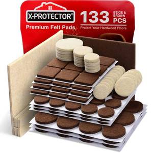 lot 4374 image: Felt Furniture Pads X-PROTECTOR 133 PCS Premium Furniture Pads - Felt Pads Furniture Feet Best Wood Floor Protectors - Protect Your Hardwood & Laminate Flooring Brown and Beige
