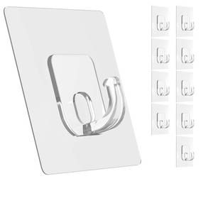 lot 4378 image: Latoxcaa Large Adhesive Hooks, 10 Pack Heavy Duty Utility Hooks for Hanging 33lb, Damage Free Sticky Hanging, No Trace Self-Adhesive Wall for Kitchen Bathroom Office Multiple Uses