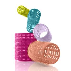 lot 4402 image: Conair Heatless Hair Curlers, Self-Grip Hair Rollers for Women Provide Lift & Volume, Assorted Sizes & Colors, 31 Count with Reusable Zippered Bag