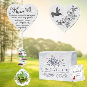 lot 4406 image: Mom in Heaven Memorial Crystal Suncatcher,Memorial Gifts for Loss of Mom,Loss of a Mother Sympathy Gifts,Hanging Crystals Ornament for Window Rainbow Maker Prisms Home Decor Gift
