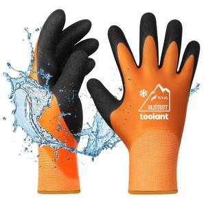 lot 4447 image: OriStout Winter Work Gloves for Men and Women, Touchscreen, Waterproof Gloves for Working in Freezer, Fishing and Gardening, Thermal Insulated, Super Grip, Orange, Small