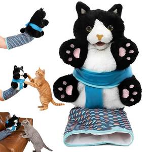 lot 4453 image: Kitty Karate Cat Puppet Cat Wrestler Puppet with Protective Forearm Sleeve, Karate Kitten Puppet Interactive Arm Wrestling Puppet Toy, Realistic Movements, Soft Plush for Kittens & Cats (Black)