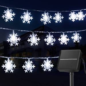 lot 4464 image: Brightown Solar Christmas Snowflake String Lights 100 LED 39 Feet Outdoor Waterproof Fairy Lights with 8 Lighting Modes for Wedding, Party, Tree, Room, Garden, Patio, Yard, Home, Pure White