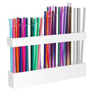 lot 4465 image: Malldii 9.5�� Large Acrylic Straw Holder for Cabinet Door - Reusable Tumbler Straw Organizer Storage, Small Kitchen Accessories Container, Ultra Sticky Cupboard Door Mounted (White)