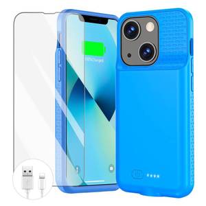 lot 4469 image: GIN FOXI Battery Case for iPhone 1414 Pro1313 Pro, 15W Fast Charging Case Charger 7000mAh Powerful Extra Juice Box Rechargeable Battery Pack for iPhone 14&14Pro&13&13Pro, 6.1 Blue