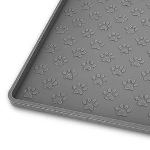 lot 4471 image: Ptlom Pet Placemat for Dog and Cat, Mat for Prevent Food and Water Overflow, Suitable for Small, Medium and Big Pet, 18 12, Grey, Silicone