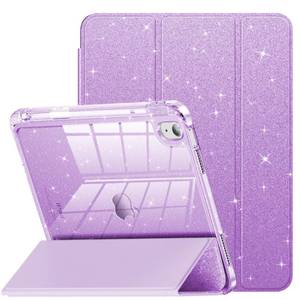 lot 4472 image: INFILAND Compatible with iPad A16 11th Generation 11 Inch 2025 Case, iPad Case 10th Generation 10.9 Inch, Glitter Cover with Sparkly Clear Back, Pencil Holder, for Kids Girls (Pale Violet)