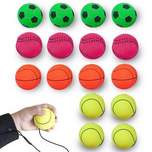 lot 4474 image: ZUYEE 16 Pack Wrist Return Ball 1.85 Inch Balls On A String Rubber Rebound Sports Wrist Exercise Balls (Basketball, Baseball, Soccer) Wristband Toy for Children Kids Gift or Play