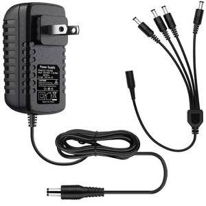 lot 4489 image: DC 12V 2A Power Supply Adapter with 1 to 4 Power Splitter,AC 100-240V Power Cord Cable for CCTV Security Camera Surveillance SystemDVRNVRLED Strip Lights