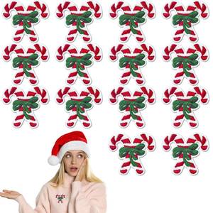 lot 4490 image: Hoolerry 14 Pcs Candy Cane Iron on Patches Christmas Candy Cane Embroidery Iron on Patches Bulk Sewn Appliques for Crafts DIY Clothing Jeans Hats Shirts Sweaters Decor (Popular Style)