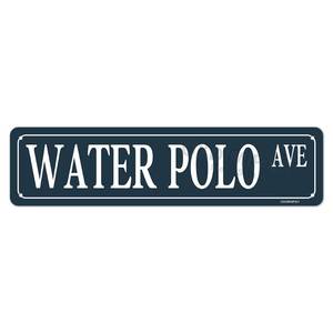 lot 4499 image: Vintage Water Polo Street Sign Summer Sport Wall Art Metal Tin Sports Themed Signs Decor, Gifts for Water Polo Lovers, Farmhouse Decorations for Home Bathroom Man Cave Bar Club 16 X 4 Inch