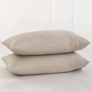lot 4505 image: MooMee Bedding Pillowcases Pack of 2 100% Washed Cotton Linen Like Textured Breathable Durable Soft Comfy (Heathered Tannish Linen Grey, Standard)