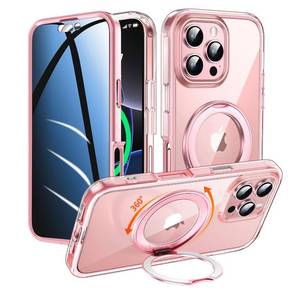 lot 4506 image: WASTROYAL Privacy Case for iPhone 16 Pro Max with 360°Stand Built-in Anti Peeping Screen Protector Compatible with MagSafe Magnetic Ring  Full Body Protective Phone Cover 6.9, Pink