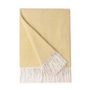 lot 6115 image: BOURINA Decorative Herringbone Faux Cashmere Fringe Throw Blanket Lightweight Soft Cozy for Bed or Sofa Farmhouse Outdoor Throw Blankets, 50 x 60, Light Yellow