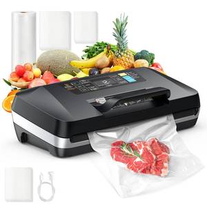 lot 6122 image: 95KPa Vacuum Sealer Machine for food,Full Automatic with Double 12mm Heat Seal, 10in 1 Modes, Built in Cutter & Bag Storage, Includes 1 Roll and 10pcs Pre cut Bags