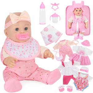 lot 6126 image: Mastom 12 Baby Doll Playset with 4 Outfits Backpack, 12 Inch Realistic Baby Dolls with Clothes Backpack and 2 Bottles Bib Quilt Nipple Socks, Pretend Play Baby Doll Gift for Toddlers Girls Age 3