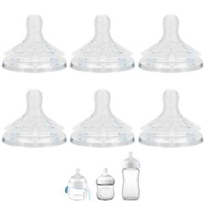 lot 6128 image: Silicone Nipple for Philips Avent Natural Baby Bottles and Natural Trainer Sippy Cup, Slow Flow (Flow 2), 0m, 6 Count
