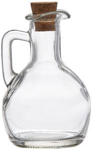 lot 6131 image: Grant Howard Pot Belly Glass Cruet with Cork Top and Handle, 200ml, Clear