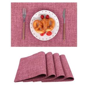 lot 6134 image: SHACOS Woven Fabric Placemats Set of 4 Heat Resistant Place Mats Non Slip Washable Double Layer Cloth Placemats Reversible Table Mats Kitchen Dining Table Decor (4, Hot Pink)