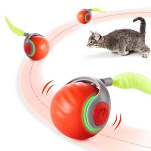 lot 6145 image: Potaroma Moving Ball Cat Toys with Feather Tail, Rechargeable 2025 New Interactive Toy for Indoor Cats Exercise, Smart Interactive Kitten Rolling Ball, Orange