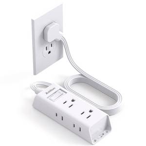 lot 6146 image: Cruise Essentials - Flat Plug Power Strip, Addtam 5 ft Ultra Flat Extension Cord with 6 Outlets Extender, No Surge Protector for Cruise Ship, Travel, Dorm, Home Office, ETL Listed