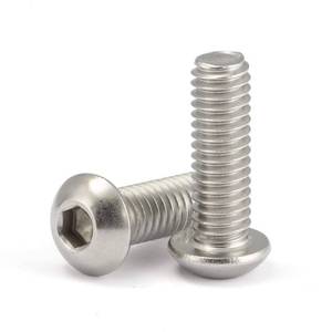 lot 6150 image: 8-32 x 34 Button Head Socket Cap Bolts Screws, Stainless Steel 18-8 (304), Bright Finish, Allen Hex Drive, 100 PCS