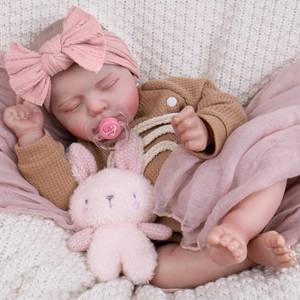 lot 6155 image: Aori 20 Inch Reborn Baby Doll - Hyper Realistic Lifelike Newborn Sleeping Girl with Rainbow Outfit, Soft Weighted Body Baby Doll for Girls Age 3 for Christmas, Birthday