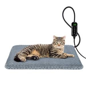 lot 6158 image: INVENHO Heated Cat Bed, Waterproof Adjustable Temperature Dog Cat Heating Pad with Timer, Indoor Pet Heating Pad for Cats Dogs Electric Pads for Dogs Cats, Pet Heated Pad (S 18 x 16)