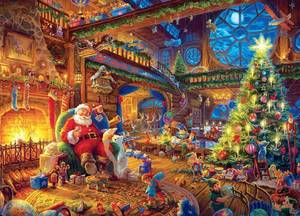 lot 6161 image: 1000 Piece Cardboard Jigsaw Puzzles, Beautiful Christmas Puzzle - Every Piece Unique, Softclick Technology for 27x20 Inch