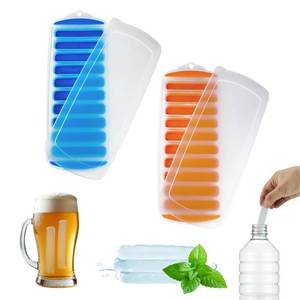lot 6166 image: Lilys Home Silicone Ice Cube Tray with Lid Set of 2, BPA-Free, Ideal for Water Bottles & Sports Bottles, Flexible & Stackable Design for Quick Release, Ice Cube Trays for Freezer(11.814.720.95)