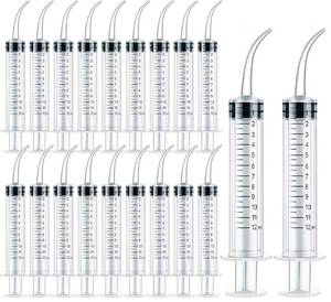 lot 6182 image: 20 Pack Dental Syringe Disposable 12ml Dental Irrigation Syringe with Curved Tip for Oral, Dental Care, Tonsil Stone Squirt, Feed Pet, Liquid Injection, Oil, Glue