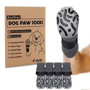 lot 6183 image: Roilpet Double Sides Non-Slip Dog Socks to Prevent Licking Paws - Strong Traction for Hardwood Floors, Senior Dogs, Paw Protector, Dog Socks with Grippers - Size Small