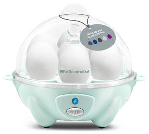 lot 6187 image: Elite Gourmet Easy Electric 7 Egg Capacity Soft, Medium, Hard-Boiled Cooker Poacher, Scrambled, Omelet Maker with Auto Shut-Off and Buzzer, BPA Free